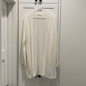 Faherty Cream Open-Front Knit Sweater